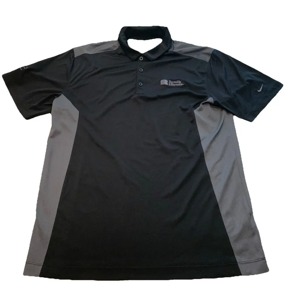 Nike Golf Shirt Size L Black/Grey Dri-Fit Presidents Club Doral, FL Polo Golf